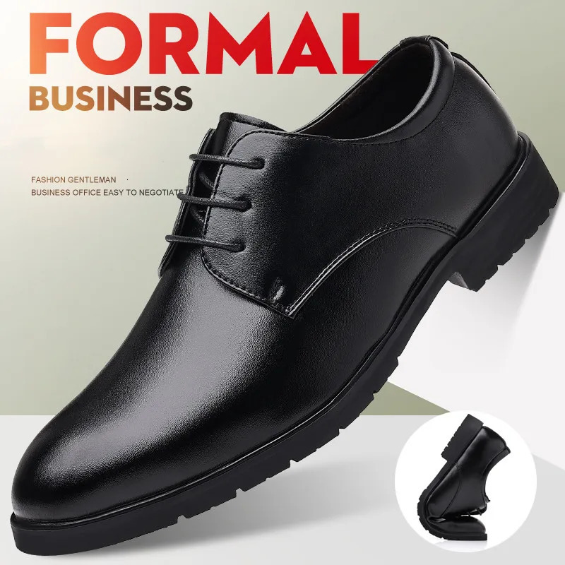 High Quality Formal Leather Men Dress Shoes Breathable Mens Casual Shoes Italian Lace-Up Non-slip Men Driving Shoes 250814