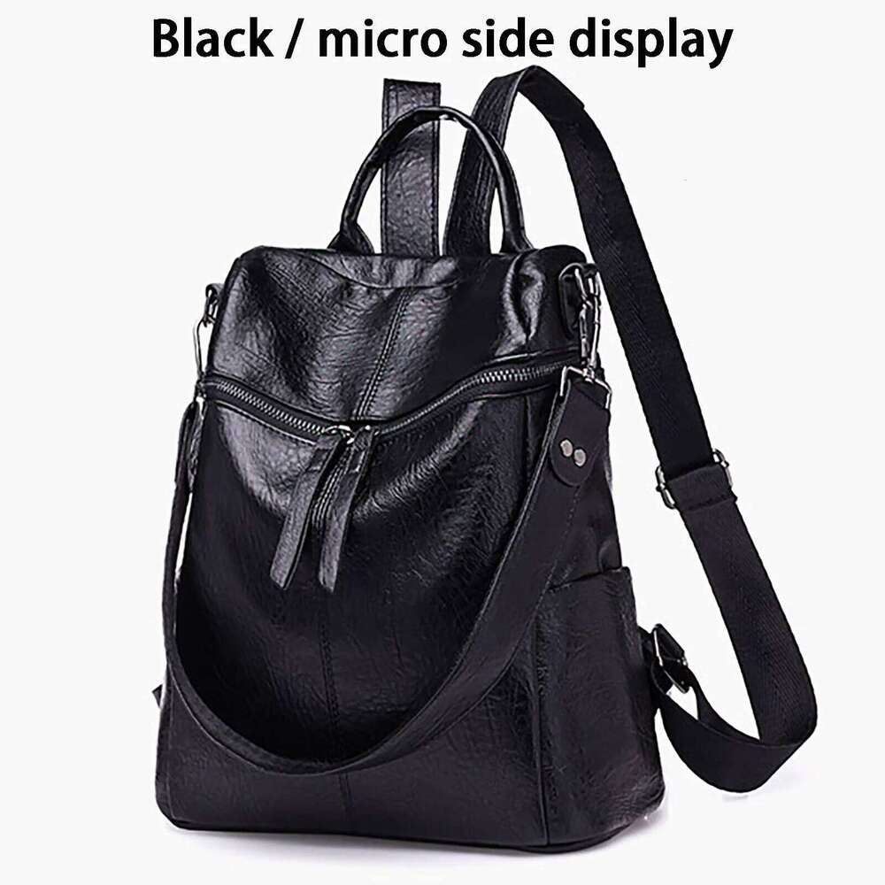 New Women Leather Handbag Soft Face Fashion Retro College Backpack Large capacity fashion bag