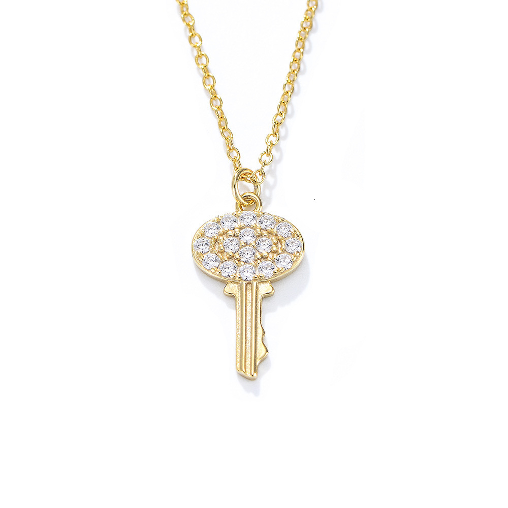 Sterling Micro Inlaid Zircon for Women, Simple and Elegant Versatile Key Chain Collarbone Necklace Sier Jewelry Jewelry for Women