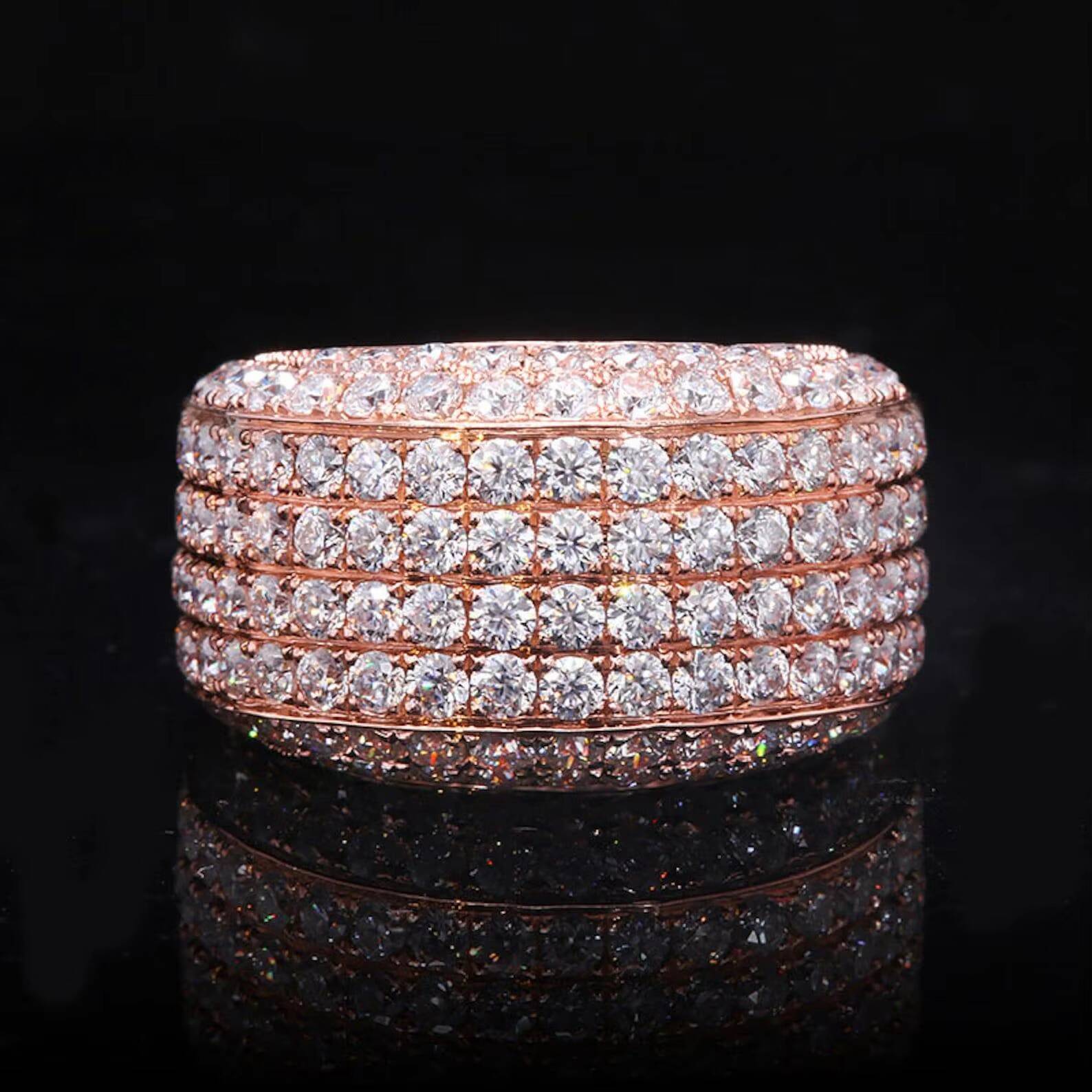 Men's 10K 14K Gold Hip Hop Trend Ring VVS Lab Grown Full Dia Rounded Alphabet for Weddings Costume Jewelry