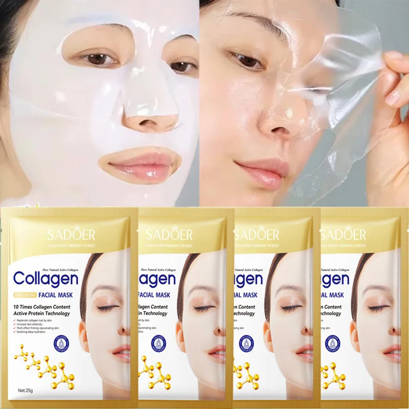 10PCS Collagen Anti Wrinkle Facial Mask Anti Aging Fade Fine Lines Firm Skin Moisturizing Brightening SkinCare Korean Cosmetics 250807