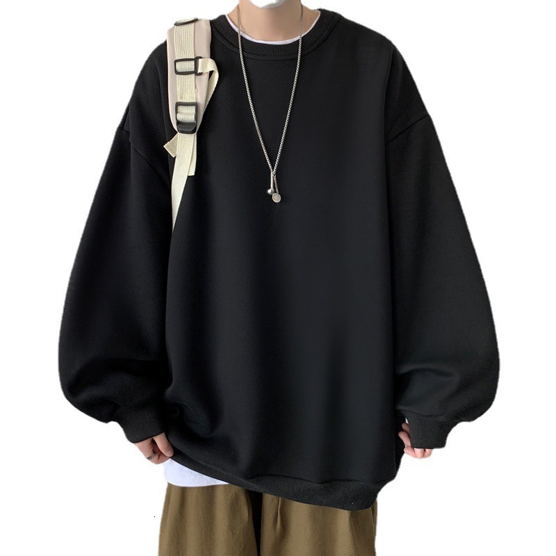 Hoodless Sweater Mens Autumn Fashion Brand Ins Loose Top Spring and Autumn Sports High Street Round Neck Coat Ruffian Handsome