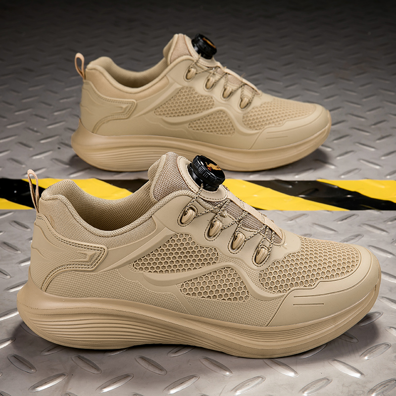 Outdoor training hiking lightweight casual running automatic buckle men's shoes, anti-slip and puncture-proof work shoes