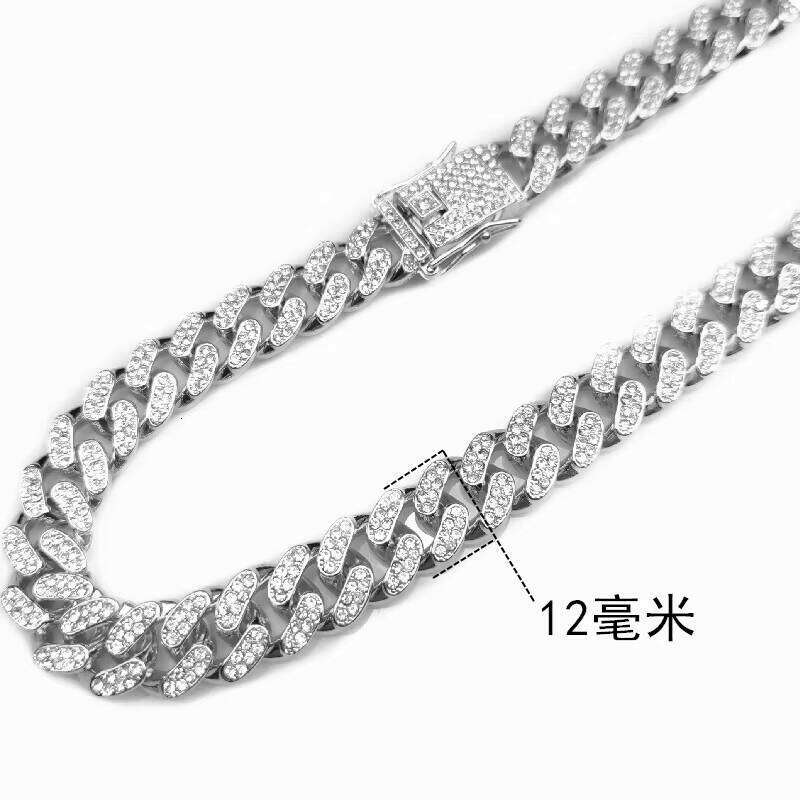 Fashion Gold Plated Chain Necklace 12mm Iced Out Chains Hip Hop Men's Statement Chunky Cuban Link Jewelry