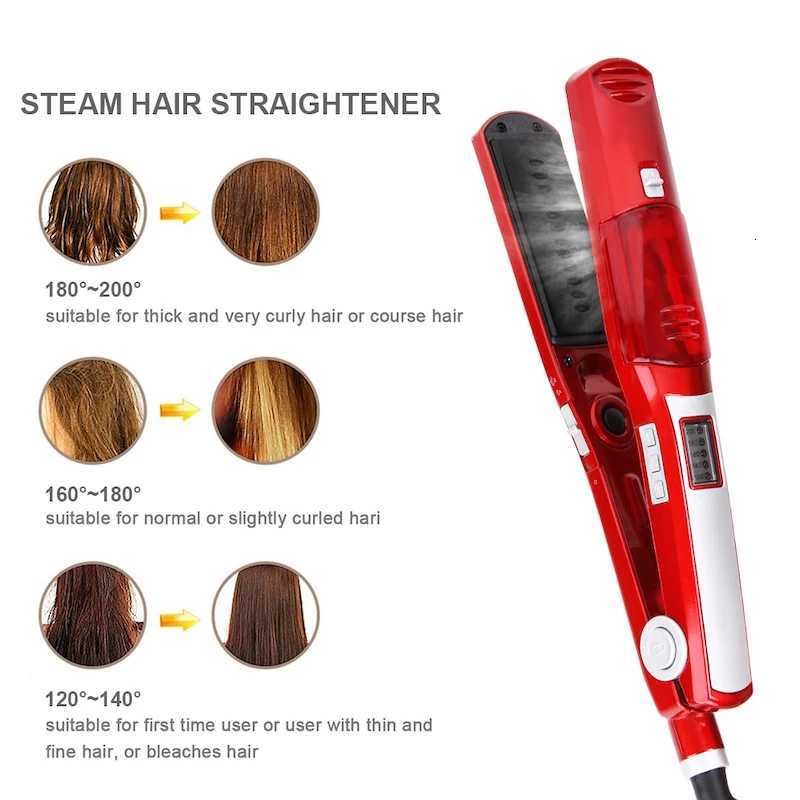 Steam Hair Straightener Professional Salon Ptc Ceramic Anion Tourmaline Instant Heating LED Indicator Light Display Flat Iron W250814