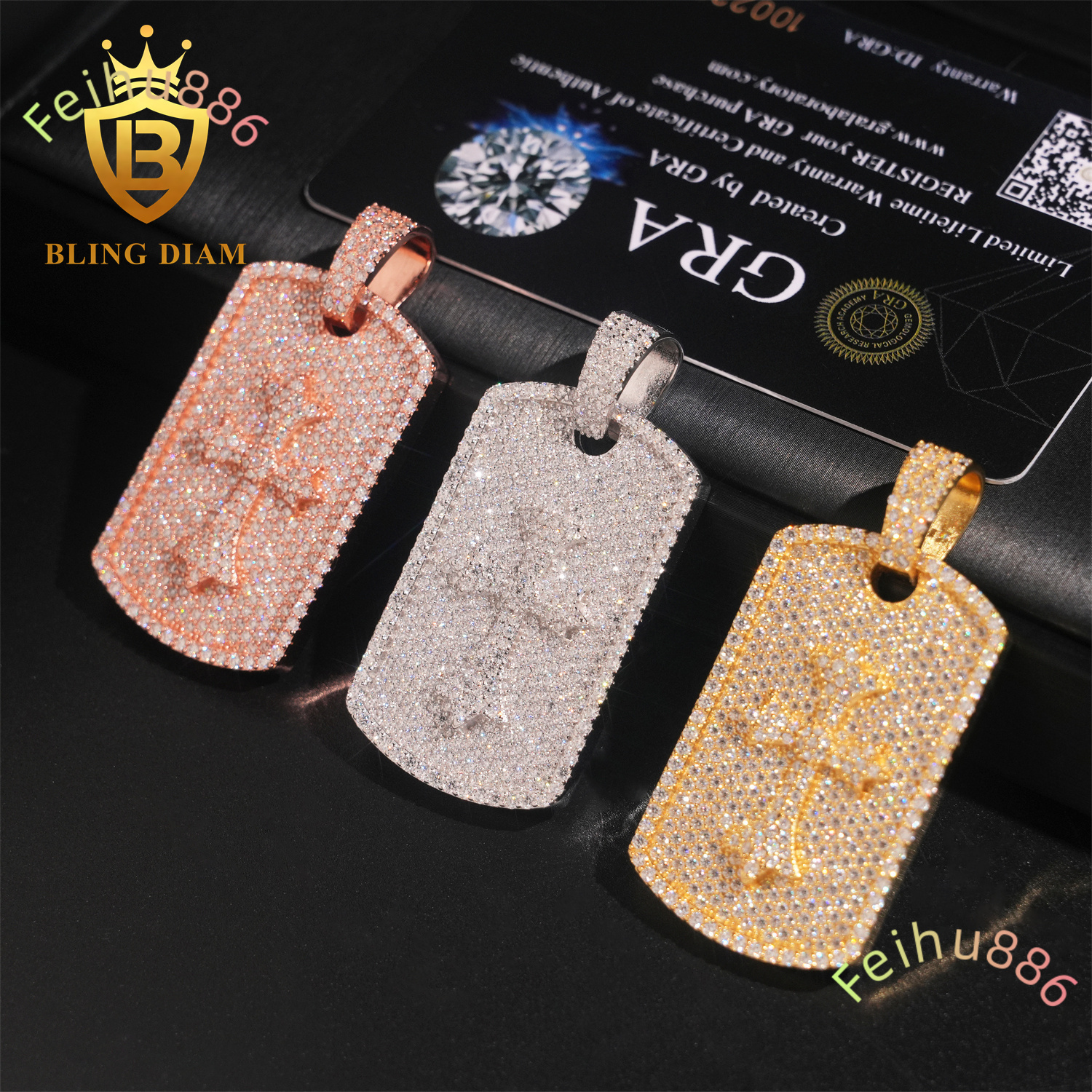 Hip Hop Jewelry Tag Pendant Fully Iced Out Moissanite Diamond Pendant 925 Soild Silver Ready to Ship