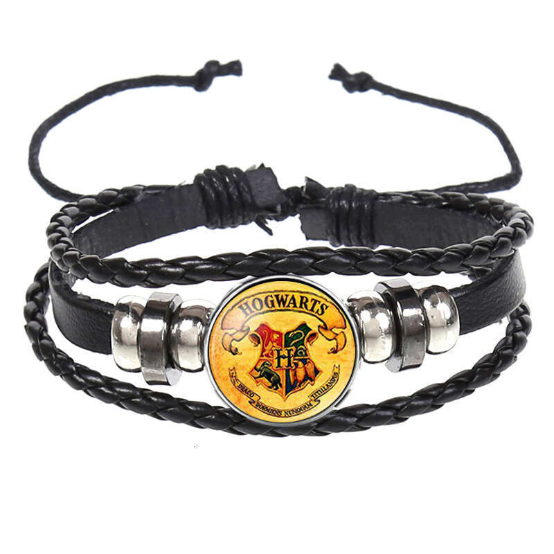 DHcollection Hot Selling Beaded Leather Bracelet Potter Badge Hogwarts School of Witchcraft and Wizardry Time Ornament