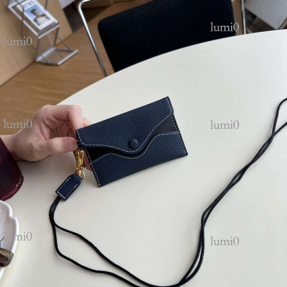 First Layer Cowhide Leather Halter Neck Envelope Earphone Bag Versatile Exquisite Clip Storage Coin Pouch Korean Version Mini Card Holder