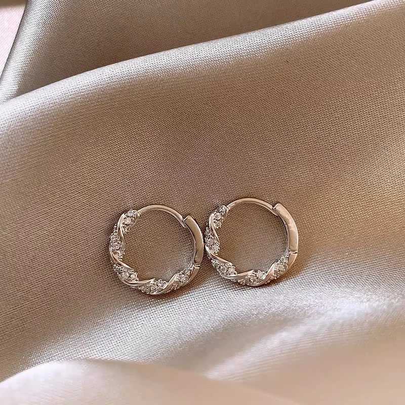 FTCY Simple Luxury Zircon Metal Hoop Earrings For Women Exquisite Small Round Circle Earrings Womens Jewelry Gifts XJ250814