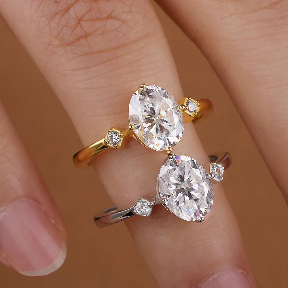 2Carat Oval Cut Full Moissanite Engagement Rings with Certificate 925 Sterling Silver Diamond Wedding Band for Women Fine Jewelr