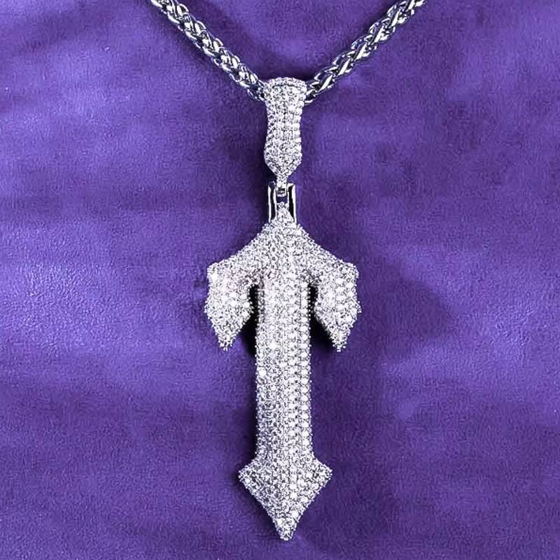 Custom Hip Hop VVS Iced Out Moissanite Mens T Cross Cluster Pendant With 925 Sterling Silver Pass Diamond Tester