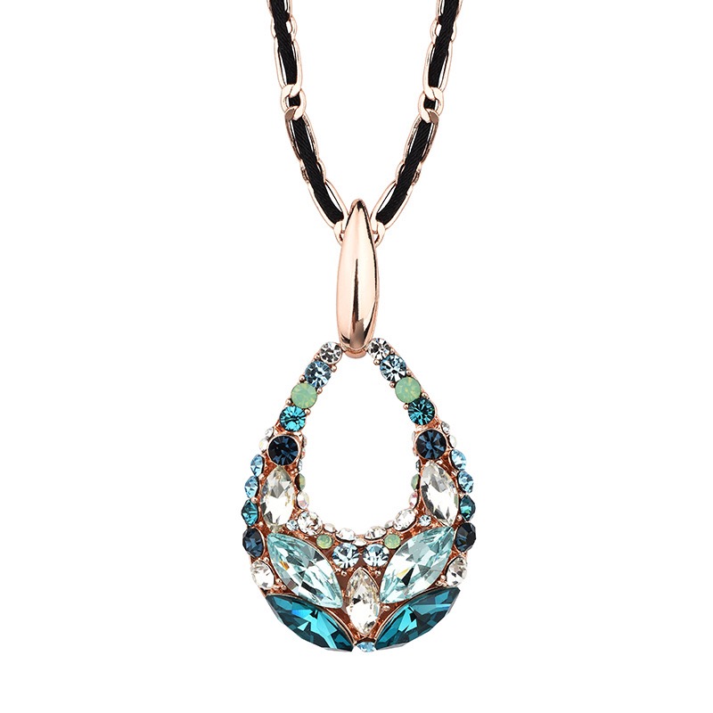 Crystal long sweater chain water droplet pendant, fashionable and versatile, women's autumn and winter high-end necklace with accessories