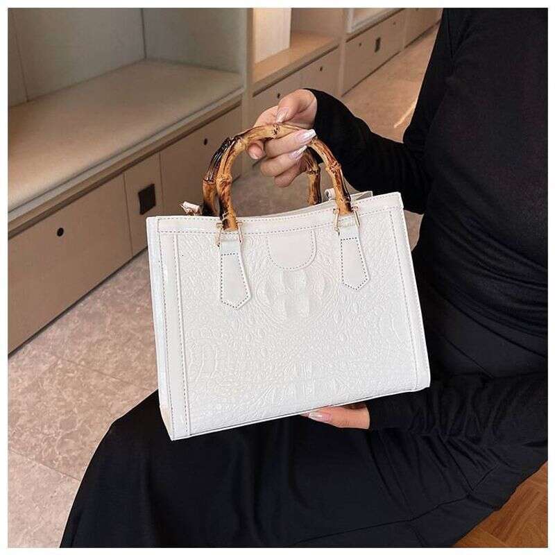 High Quality Bamboo Handbag 2025 New Fashion Trend Crocodile Classic Large Capacity Tote Bag