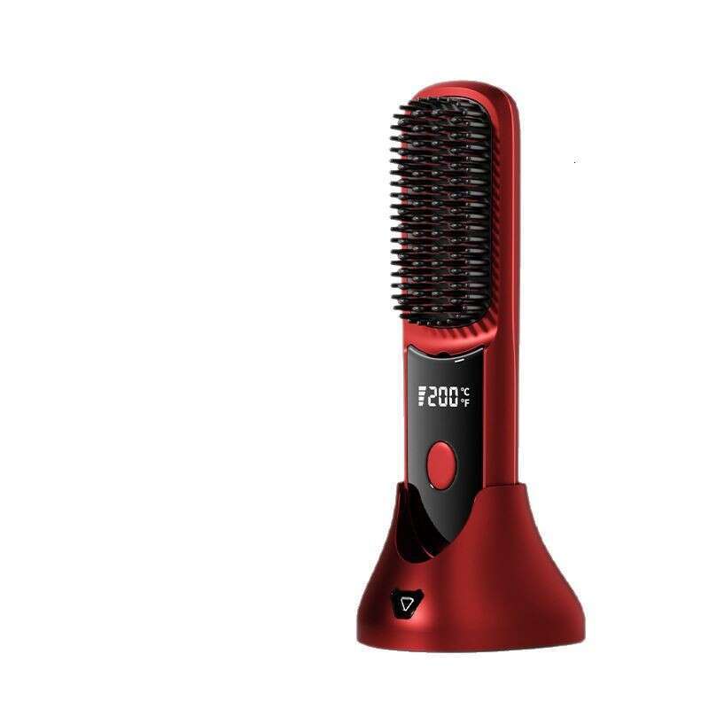 New Wireless Hair Brush Negative Ion Non Damaging Long Battery Life Portable Dual Use Curling And Straightening Iron