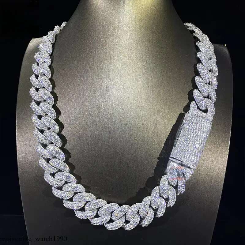 Custom Made Necklace 20mm Big Stone Cuban k Chain Gra Ice VVS Moissanite White Gold Plated Sier Hip Hop Men Jewelry Hip-hop necklace