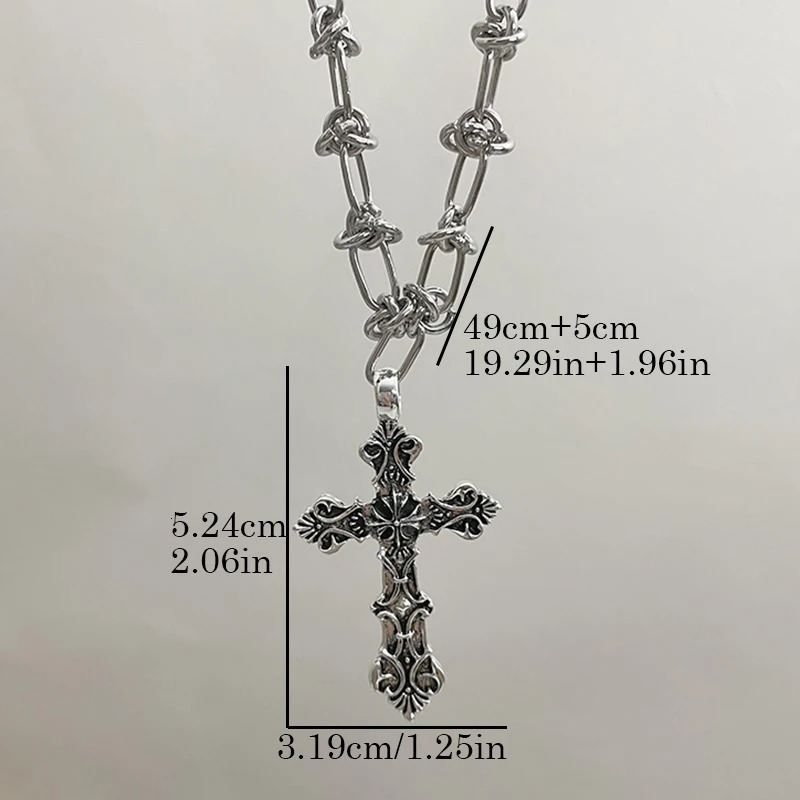 Vintage Punk Style Y2k Men and Women Twisted Cross Pendant Necklace Gothic Irregular Pattern Personality Trend Jewelry 250812