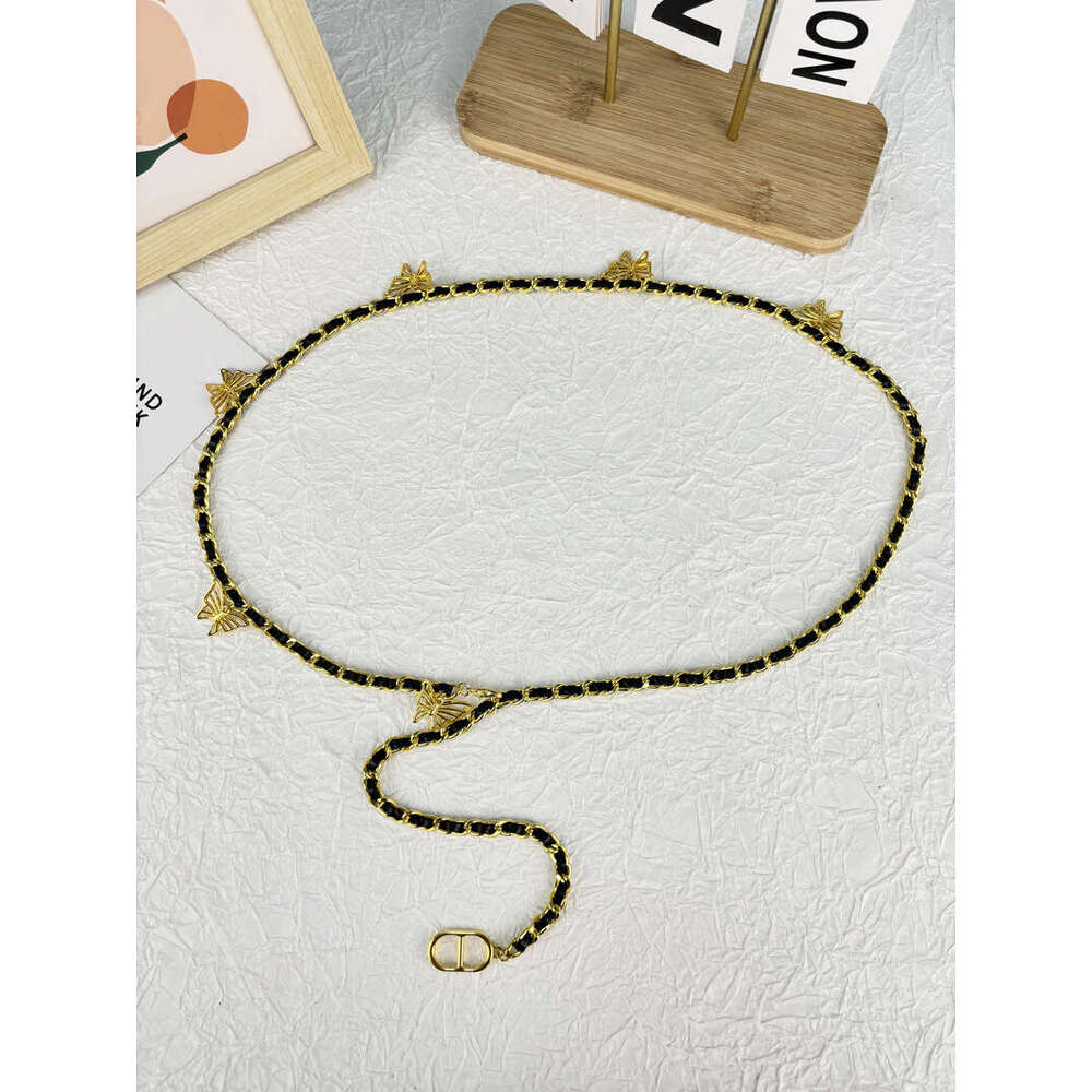Style Waist for Women, Dress Coat, High-End Feel, 2024 Butterfly Decoration, Suit Metal Chain Belt
