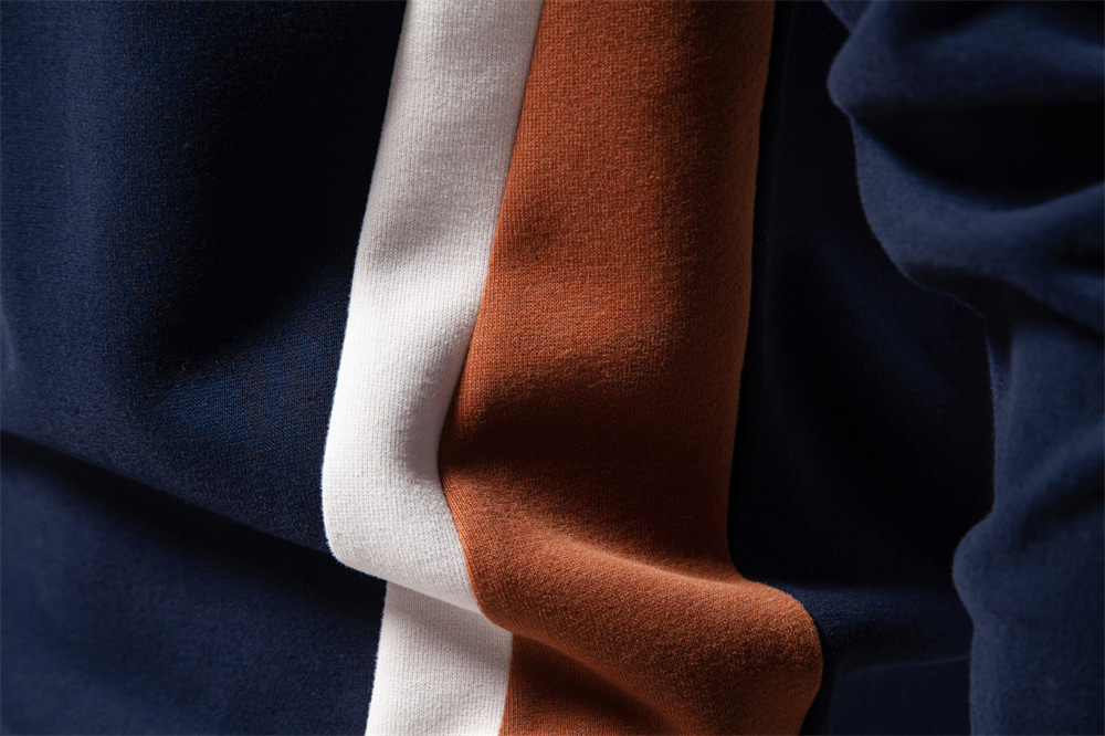 Men's Long Sleeve Patchwork Hoodie Slim Fit Casual Pullover Round Neck Sportswear Top European size: S-2XL