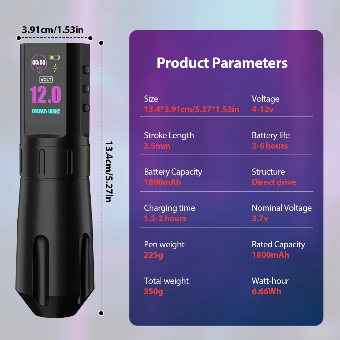 Wireless Tattoo Machine Pen Stroke 35mm Direct Drive IPS Screen Timing Function Battery 1800mAh Suitable tattoo artists 250809