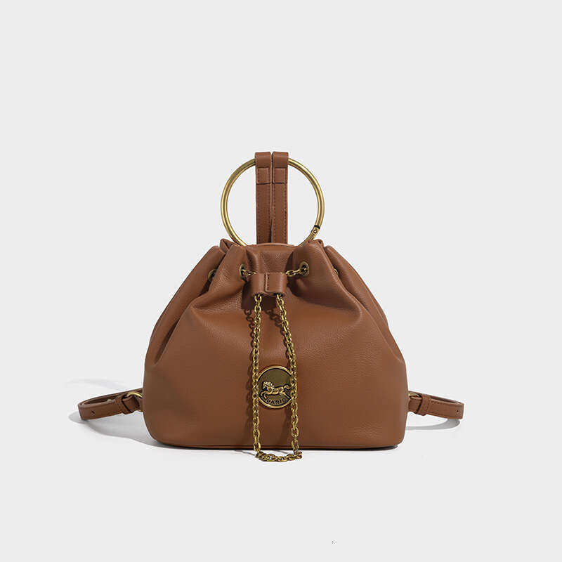Designer Bucket Bag Circular Drawstring Backpack 2025 New Women's Fashion Chain Bags Simple Commuter