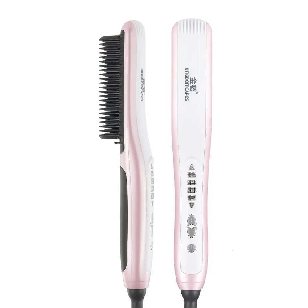 Professional Tourmaline Ceramic Heating Hair Straightener Comb Brush Curler Styling Tools Electric Hair Straightening Brushes W250814