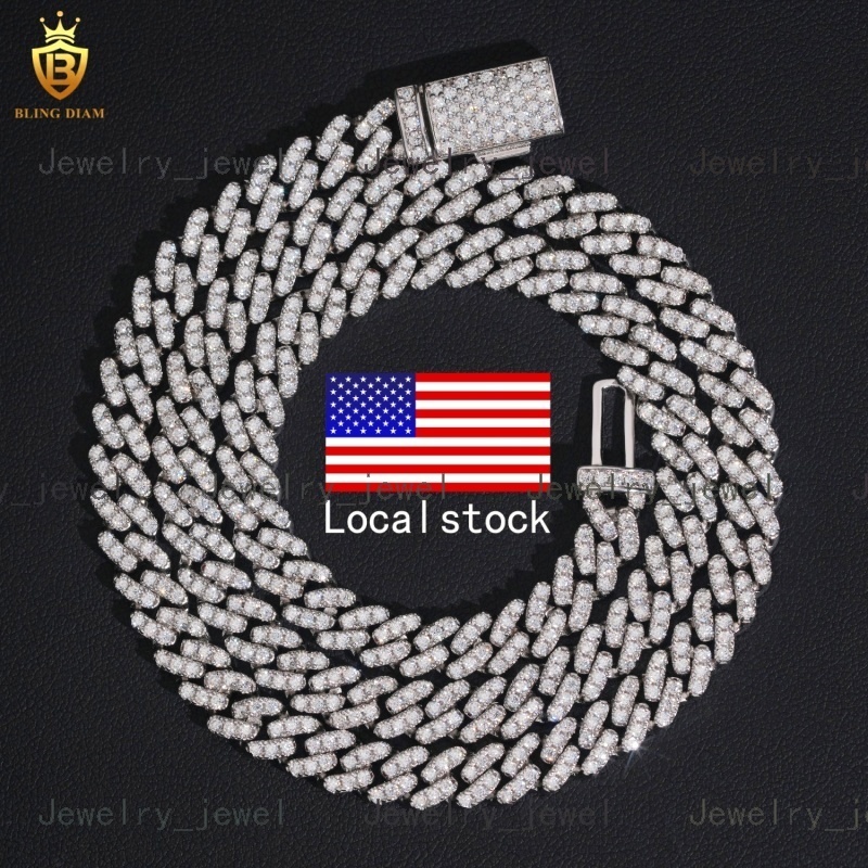 USA Stock Wholesale Price Moissanite Chain Cuban Hip Hop Style Cuban Link Chain 6 mm Sterling Silver Cuban Necklace