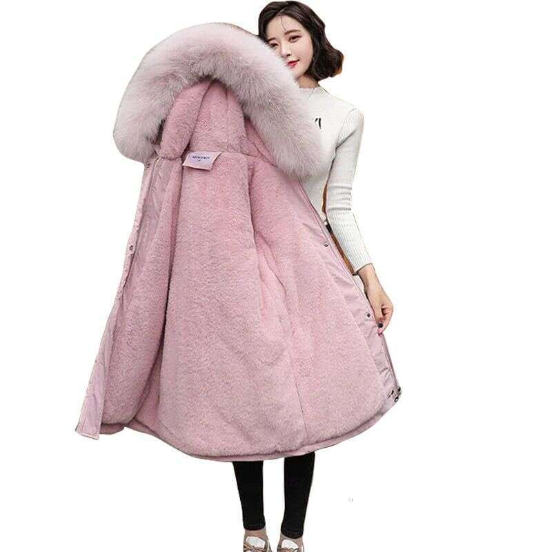 2023 New Winter Jacket Women Parka Fashion Coat Wool Liner Hooded Parkas Slim With Fur Collar Warm Snow Wear Padded