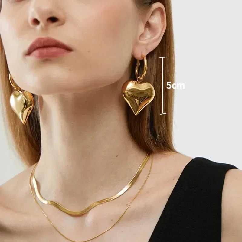 igh Quality Minimalist Heart Shed Earrings Womens Stainless Steel Hoop Earrings Birthday Party Ear Jewelry Accessories Gift XJ250814