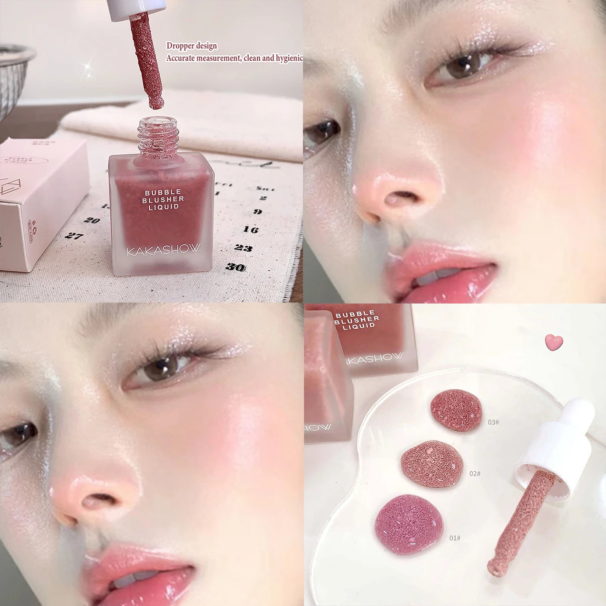 Bubble Blusher Liquid Hydrating Berry Pink Cheek Enhances Color Powder Rendering Longlasting Beauty Rouge Makeup 250813