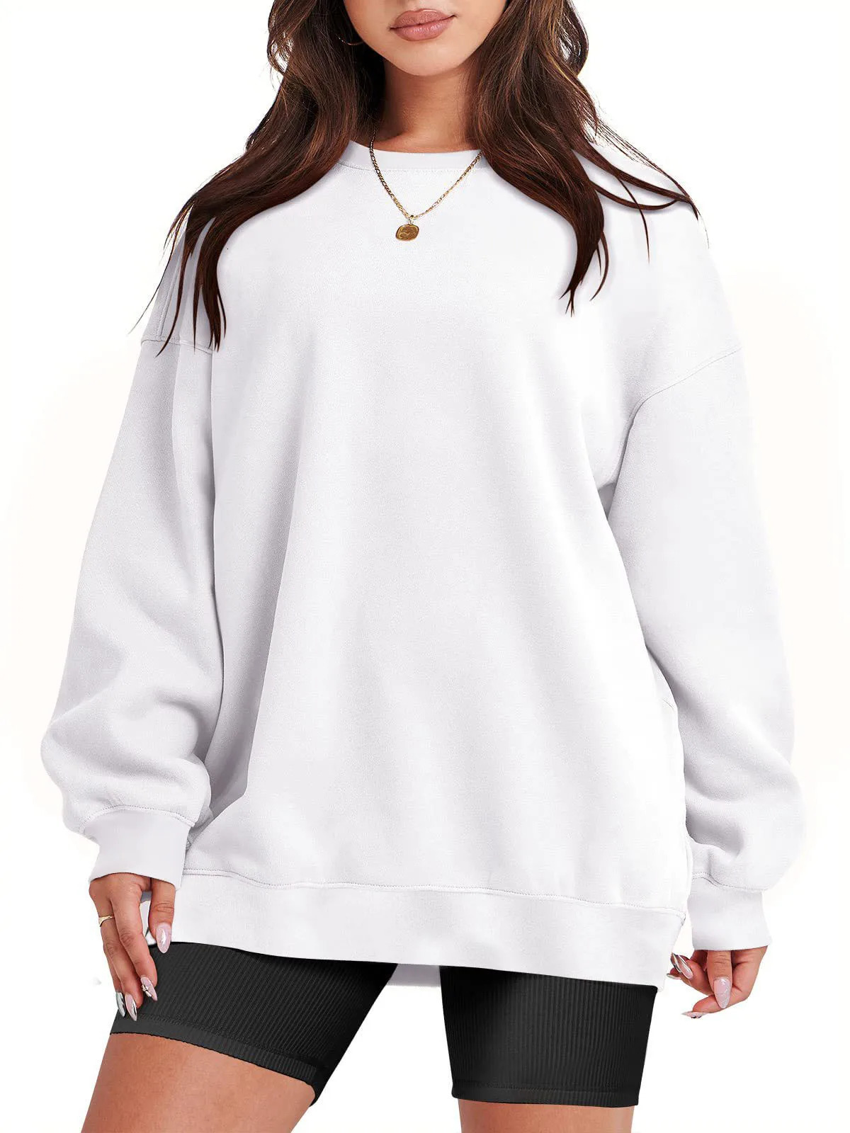 Cross Border European and American womens Oversized Loose Fitting Sweatshirt Long Sleeved Round Neck Pullover Top 250813