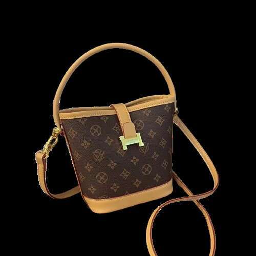 DHessentials Minimalist Bucket Bag - Stylish Shoulder Crossbody Bag for Women, Fashionable PVC Handbag (Beige)