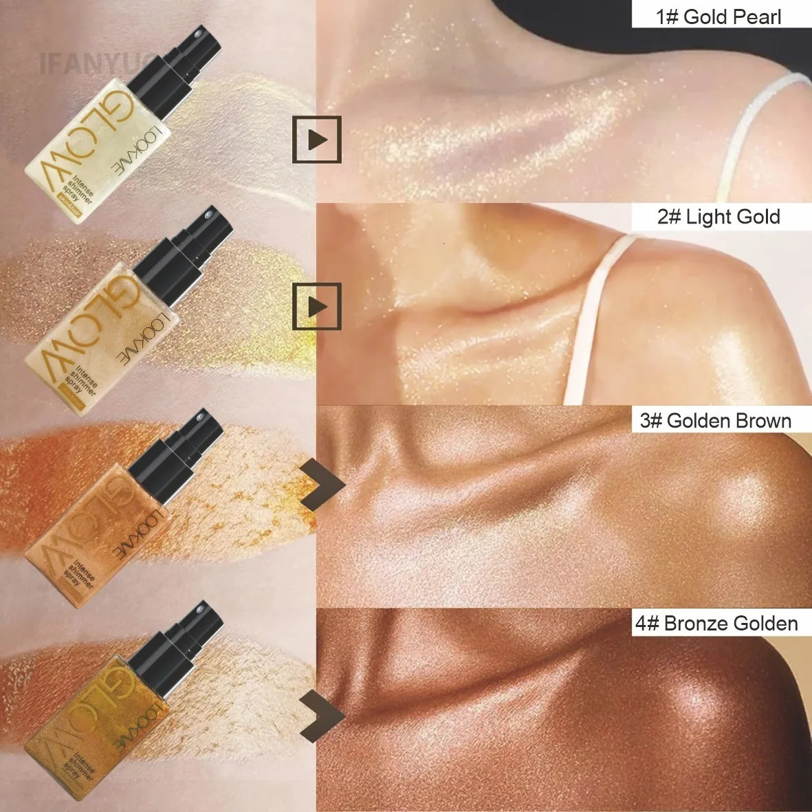 Shimmer Oil Spray Waterproof Long Lasting Gold Bronze Contour for Face Body Sparkle Liquid Highlighter 250813