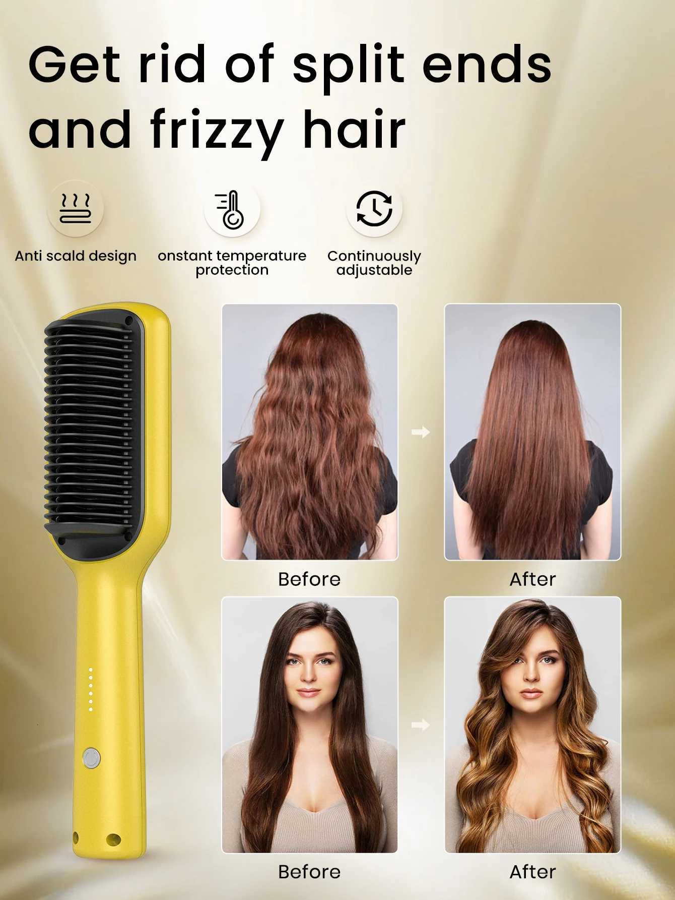 DropShipping Electric Cute Hair Brush Anions Fast Hair Care Styling Tools Heating Straightened Comb W250814
