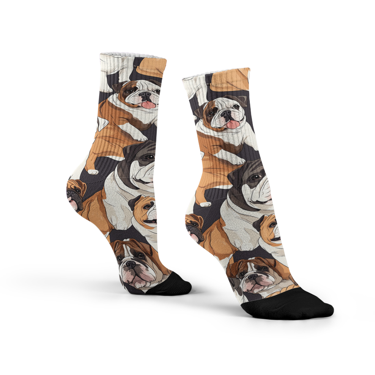 Cute English Bulldog Collage Unisex Tube Designer Socks C145