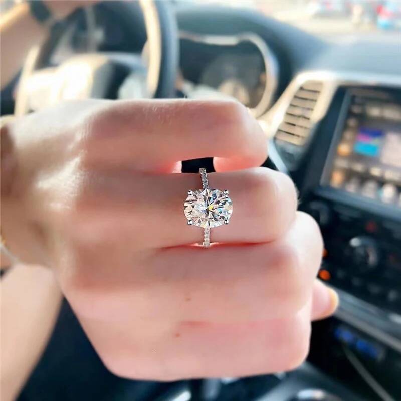 NKHOG 1/2/3ct Oval Moissanite Rings Women S925 Sterling Silver Jewelry D VVS Pass Diamond Test Egg Shape Band No Fade Ring GRA