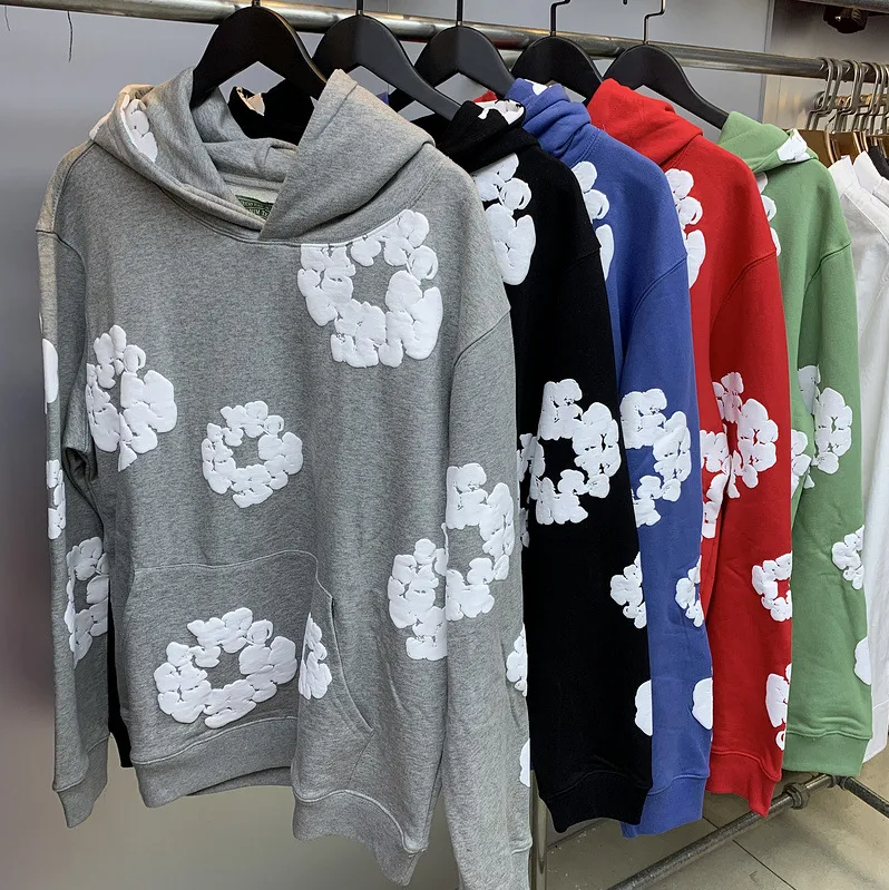 Demins Hoodie Trendy Brand Tears Hoodie Multi Colors Hip Hop High Street Mens Designer Y2k Streetwear Man Pullover Kapok Foam Print Sweatshirt Hoody Tearhoodies 84B