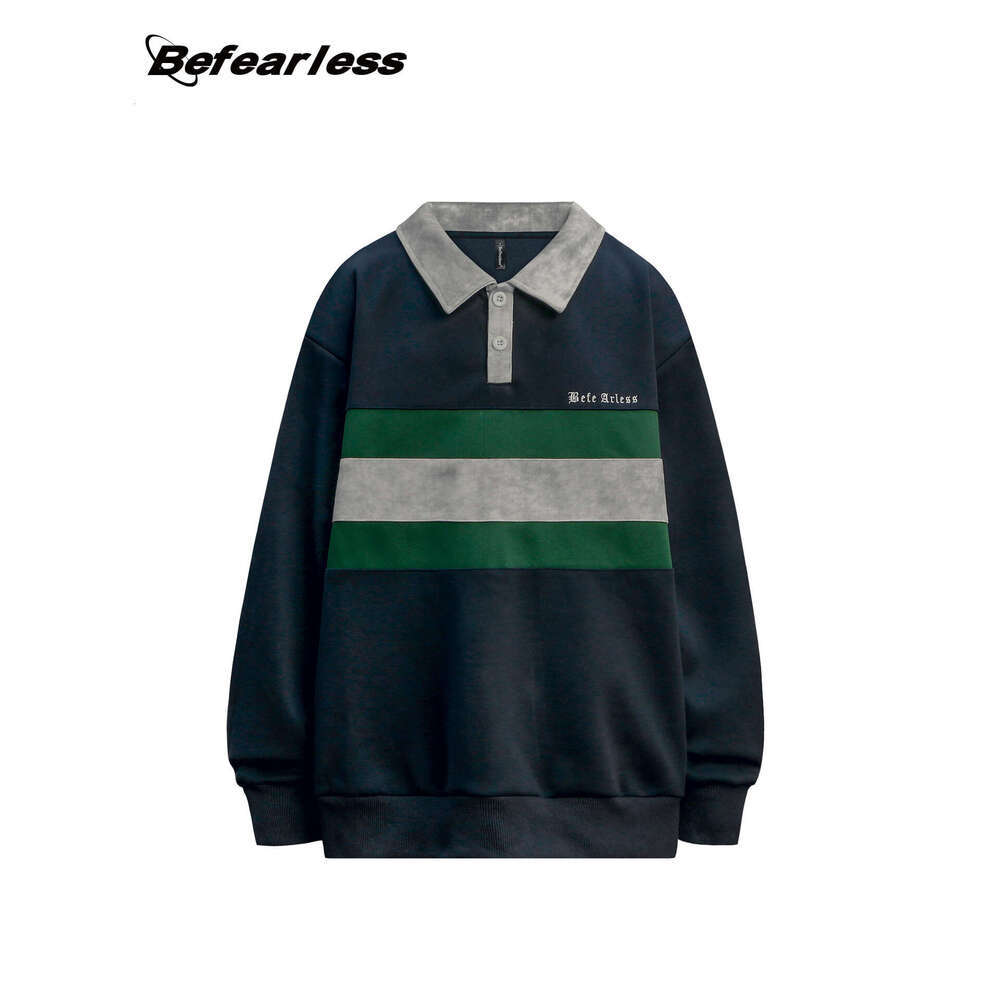 American Vintage Patchwork Sweatshirt Set Couple Trendy Loose Color-Block Sports Style Unisex Polo Shirt Jacket B5