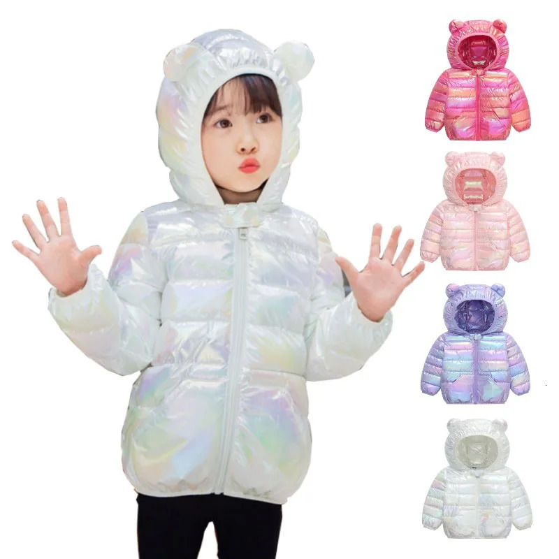 Hooded Lightweight Down Jackets Children Boys Girls Baby Colorful Fabric Warm Coats Autumn Winter Outdoor Sports Casual Clothes 250813