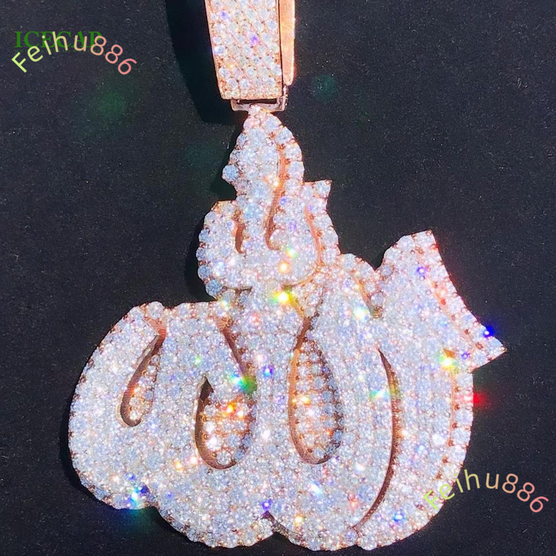 Latest Design Fashion Jewelry 925 Silver Iced Out VVS Moissanite Round Diamonds Hiphop Men 3D Fire Symbol Pendant for Necklace