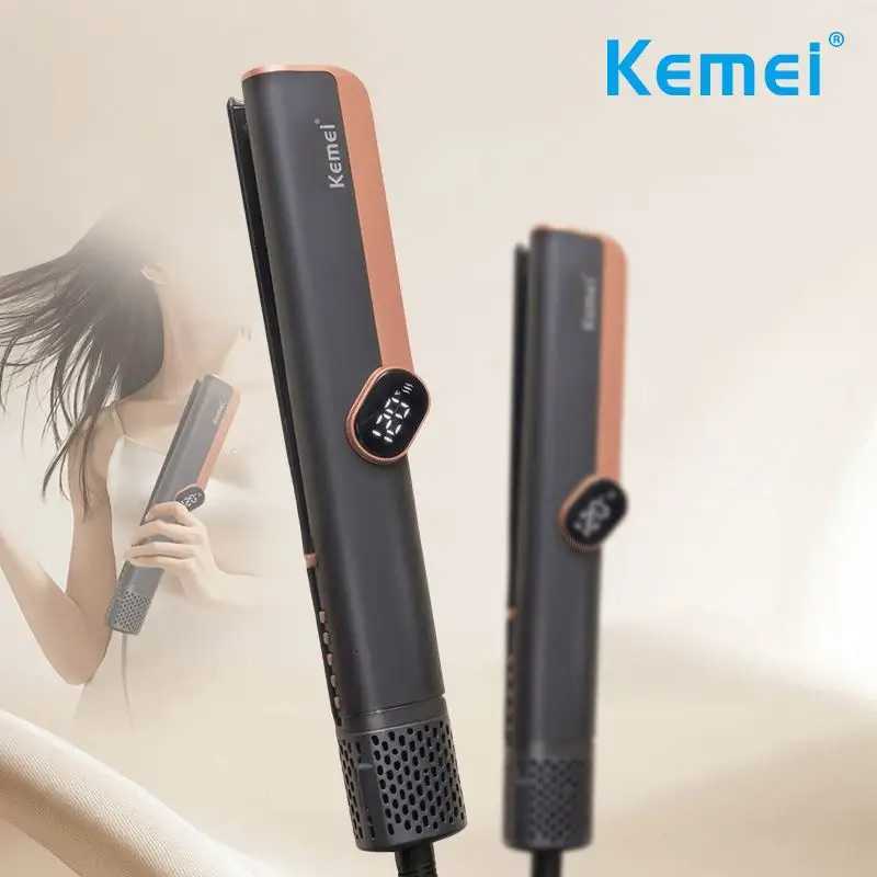 Kemei Steam Hair Straightener Professional Ceramic Vapor Flat Iron LED Display 250 Fast Heat Argan Oil Treatment Hair Care Tool W250814
