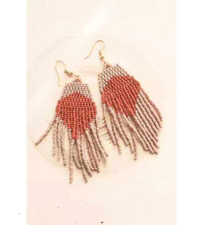 2025 New Bohemian Handmade Colorful Beaded Exaggerated Tassel Long Earrings Women's Accessories