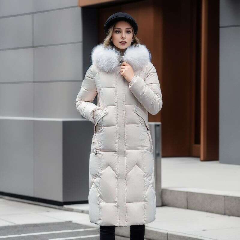 Women's Winter Windproof Warm Solid Parkas Coats Fashion Casual Hooded Long Sleeve Pockets Simple Elegant Slim Long Coats Female
