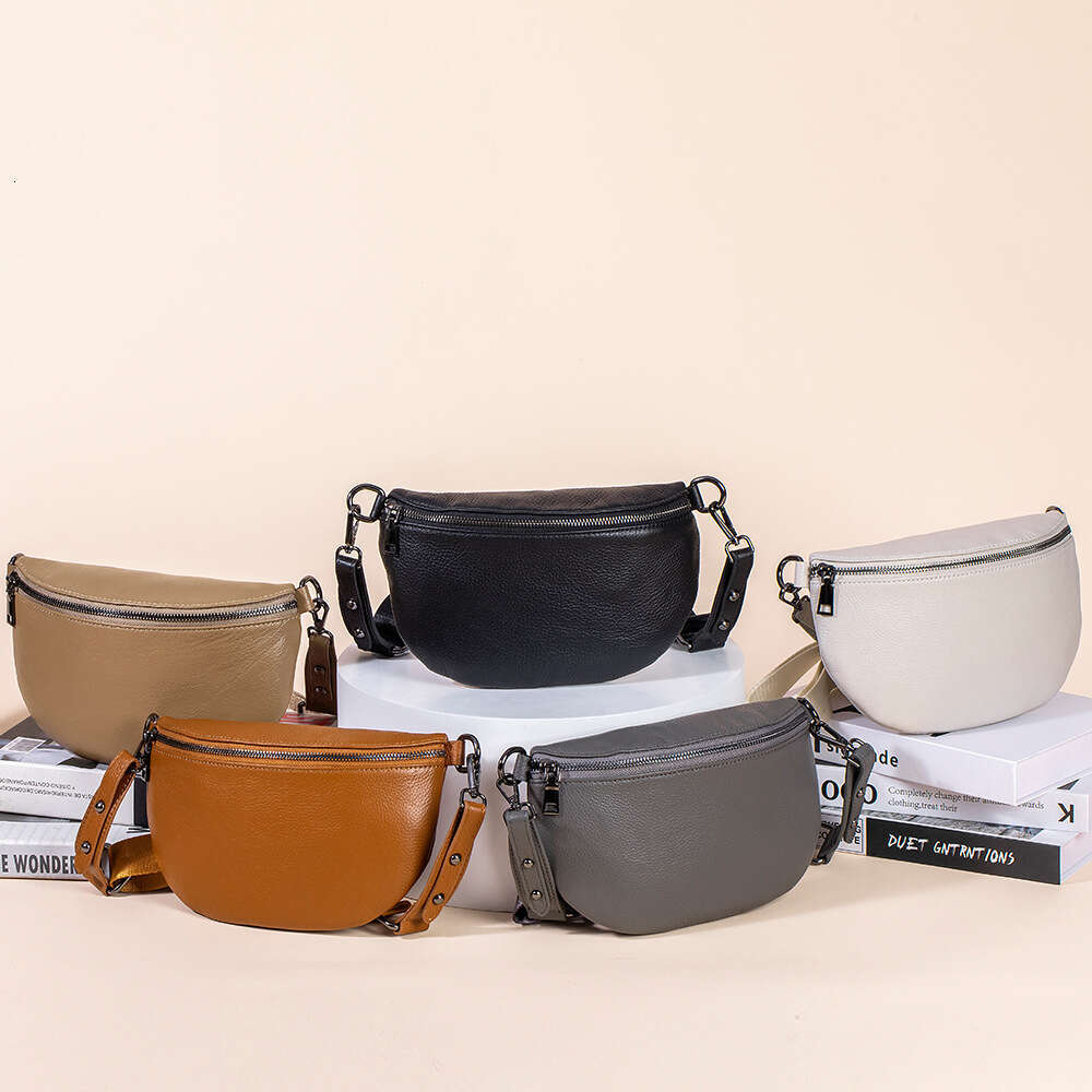 Genuine Bags Designer Women Leather Large Capacity Waist for Women, High-End Crossbody New Top Layer Cowhide Trendy Chest Bag, Simple wallet Shoulder 
