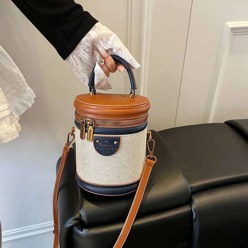 Hot Selling Cross-Border Women's Bag Retro Bucket Handheld Tote Quality Fashionable Cylindrical Shoulder Crossbody Trendy Chain Designer Bags