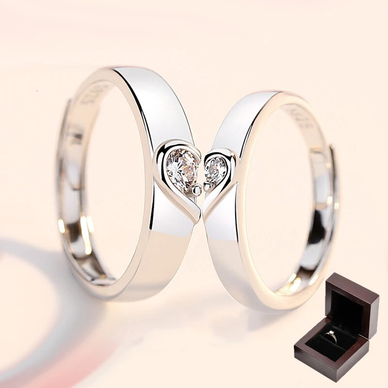 2PCS Sterling Silver Matching Bands Eternal Love Couples Rings Trendy Lady Wedding Proposal Birthday And Valentines Day Gift 250811