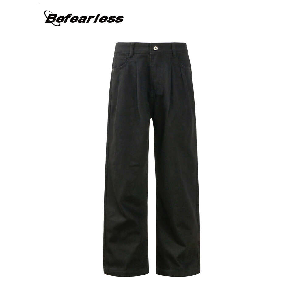 American Style Trendy Washed Straight Wide-Leg Cargo Pants Unisex Basic Versatile Oversized Floor-Length Casual Trousers B5