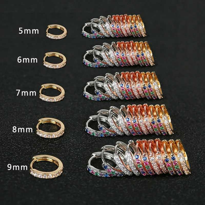 2pcs Stainless Steel Minimal Hoops Earrings for Women 5mm 6mm 7mm 8mm 9mm Huggie Hoops Mini Multicolored Rainbow CZ Earrings XJ250814