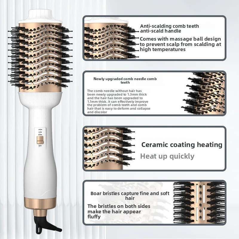 Popular negative ion hair dryer straight roll dual-purpose curling iron three-in-one hot air comb