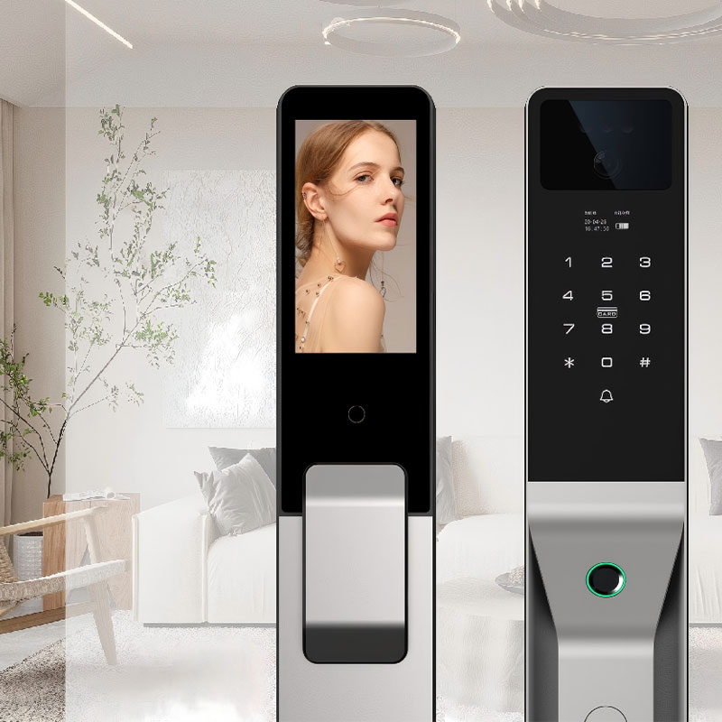 Smart 3D facial recognition digital door lock with smart video intercom, biometric fingerprint recognition, and built-in camera - RUBINHR C949-1