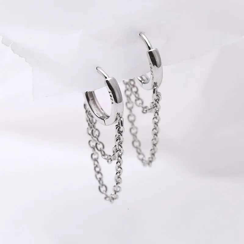 925 Sterling Silver Double Layer Tassel Hoop Earrings For Women INS Popular Cold Style Women Fashion Jewelry XJ250814